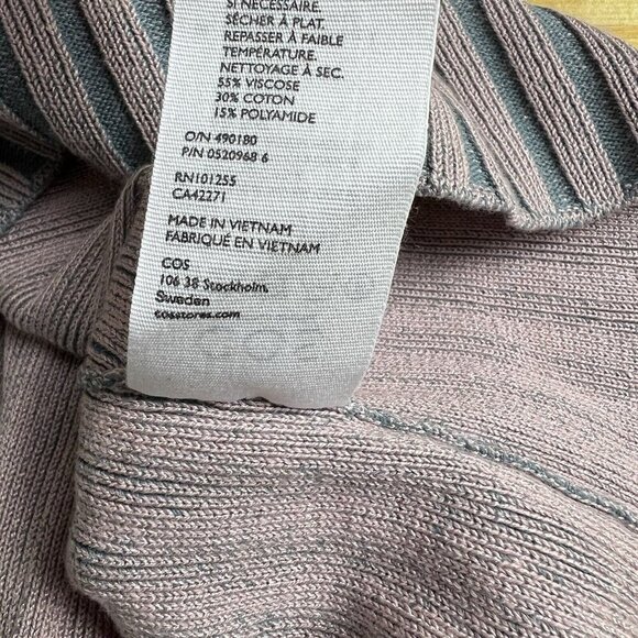 Cos Sleeveless Sweater Tank Ribbed Knit Vest Mock Neck Gray Pink Size Small NEW - Picture 10 of 12